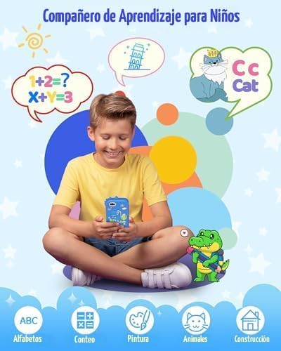 Nuevo Teléfono de Juguete para Niños con Cámara de Dibujos Animados – Pantalla Táctil HD y Cámara Dual