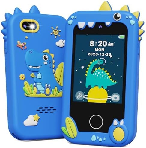 Nuevo Teléfono de Juguete para Niños con Cámara de Dibujos Animados – Pantalla Táctil HD y Cámara Dual