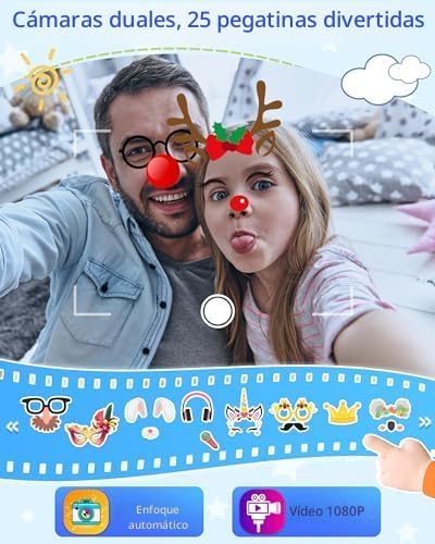 Nuevo Teléfono de Juguete para Niños con Cámara de Dibujos Animados – Pantalla Táctil HD y Cámara Dual