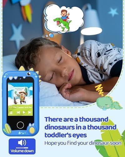 Nuevo Teléfono de Juguete para Niños con Cámara de Dibujos Animados – Pantalla Táctil HD y Cámara Dual