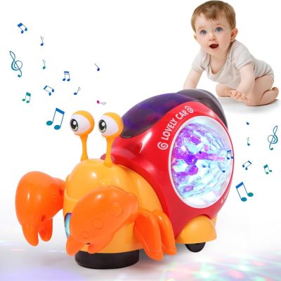 Juguete Infantil Eléctrico Universal Automático de Inducción con Forma de Cangrejo – Música, Luz y Proyección
