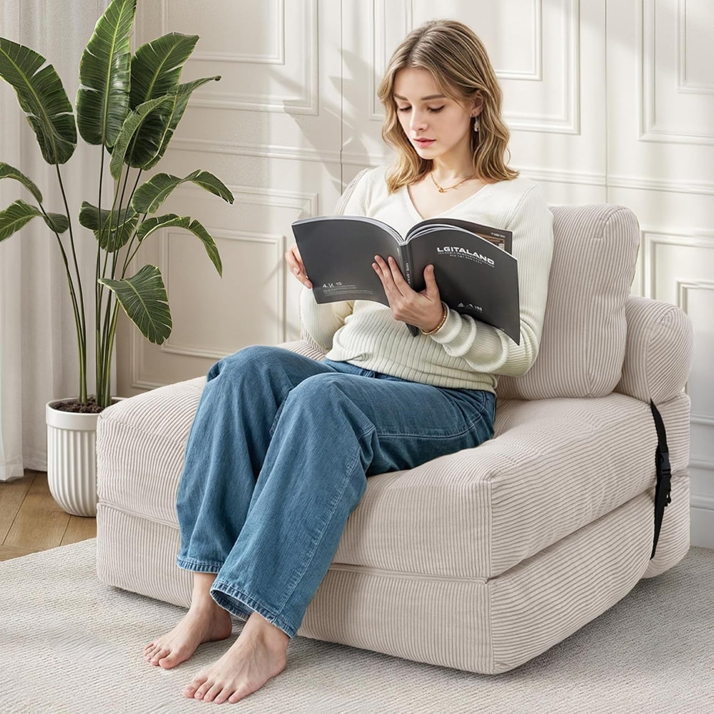 Sillón Sofá Plegable Multifuncional Moderno | Convertible en Cama | Con Almohada y Colchón | Ahorra Espacio