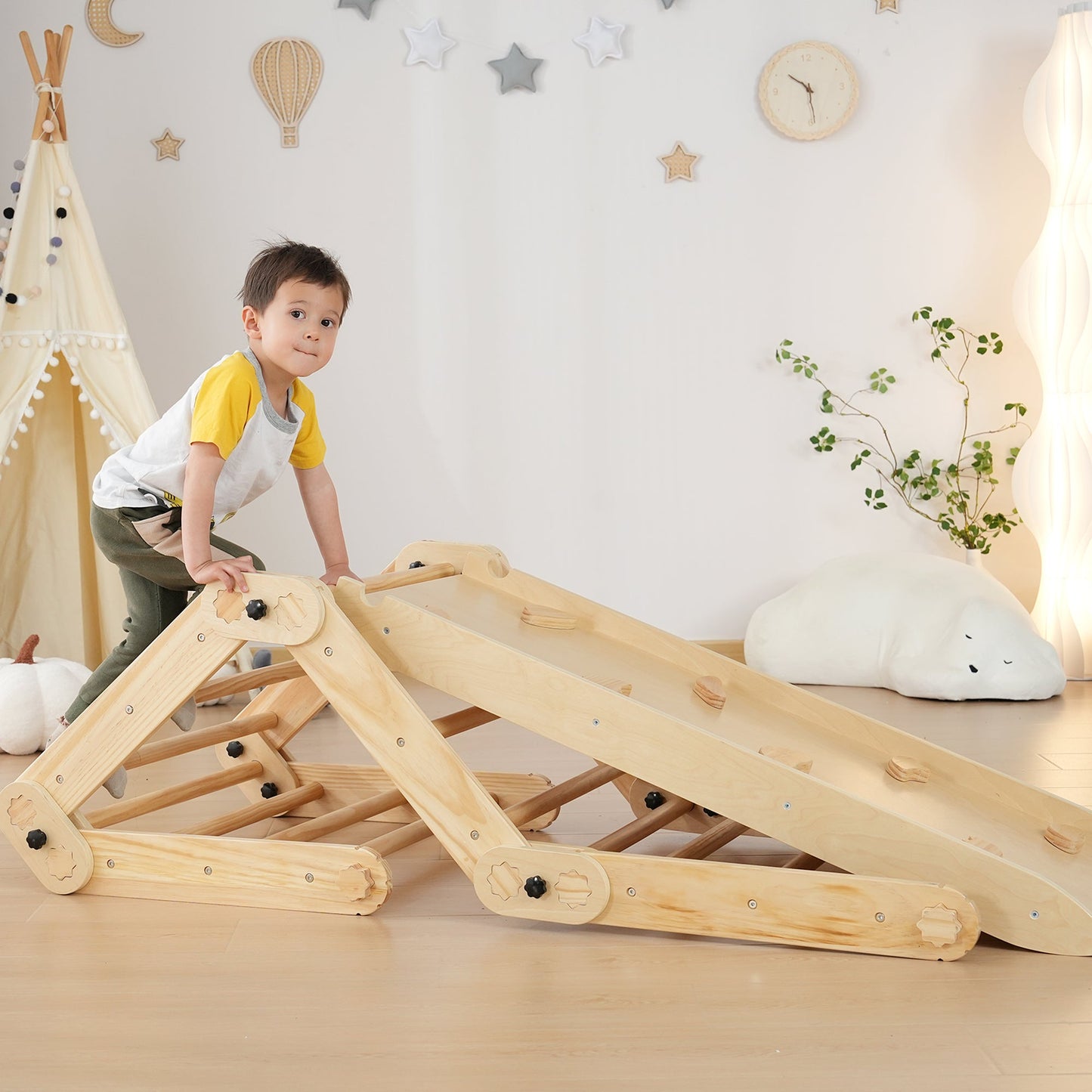 Estructura de Escalada Plegable Pikler Montessori | Gimnasio Infantil Transformable | Para Bebés y Niños