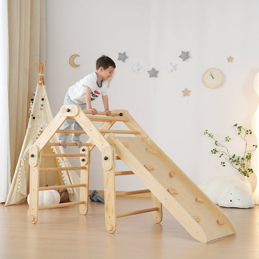 Estructura de Escalada Plegable Pikler Montessori | Gimnasio Infantil Transformable | Para Bebés y Niños