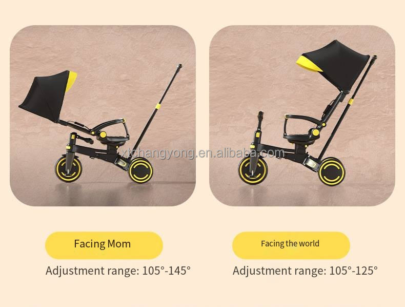 Triciclo para Bebés 9 en 1 con Rotación 360° | Plegable con Toldo | Cochecito de Equilibrio Multifuncional