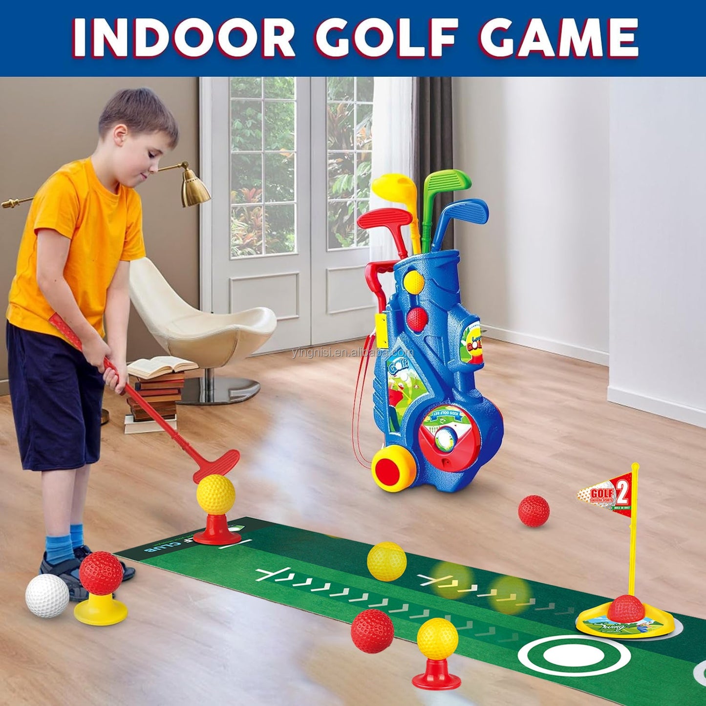 Juego de Entrenamiento de Golf para Niños – Juguete Deportivo Interactivo Multifunción para Interiores y Exteriores