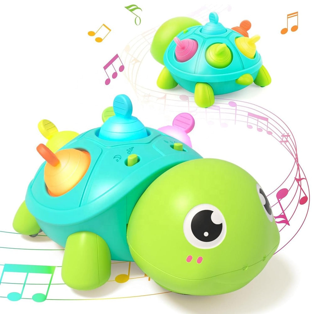 Juguete de Tortuga Eléctrica para Bebés – Tiempo Boca Abajo, Luz y Música para Aprendizaje Temprano