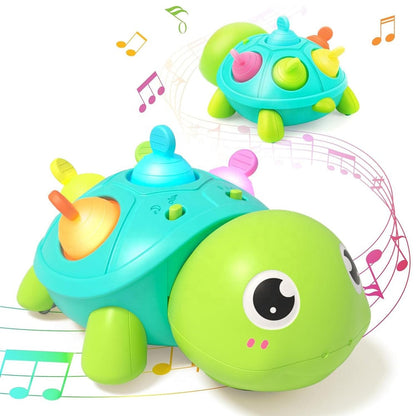 Juguete de Tortuga Eléctrica para Bebés – Tiempo Boca Abajo, Luz y Música para Aprendizaje Temprano