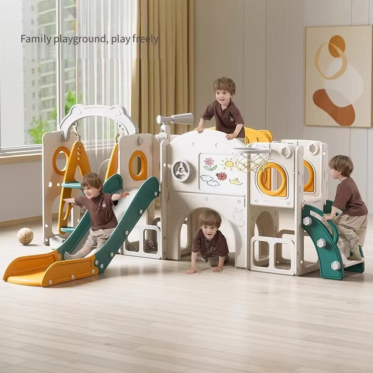 Equipo de Juegos Interior para Guardería – Parque Infantil de Plástico HDPE con Casa de Juegos y Tobogán