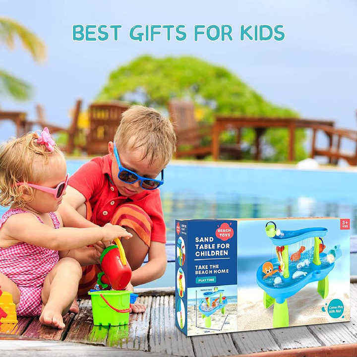 Mesa de Juego Sensorial de Doble Capa | Actividades y Juguetes de Playa y Verano | Para Niños de 1 a 3 Años