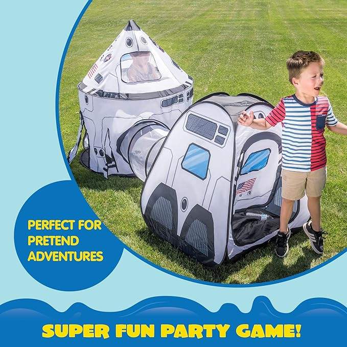 Juego de Tienda de Campaña Nave Espacial | Cuatro Estaciones | Impermeable y Emergente | Casa de Juegos con Túnel para Interior y Exterior