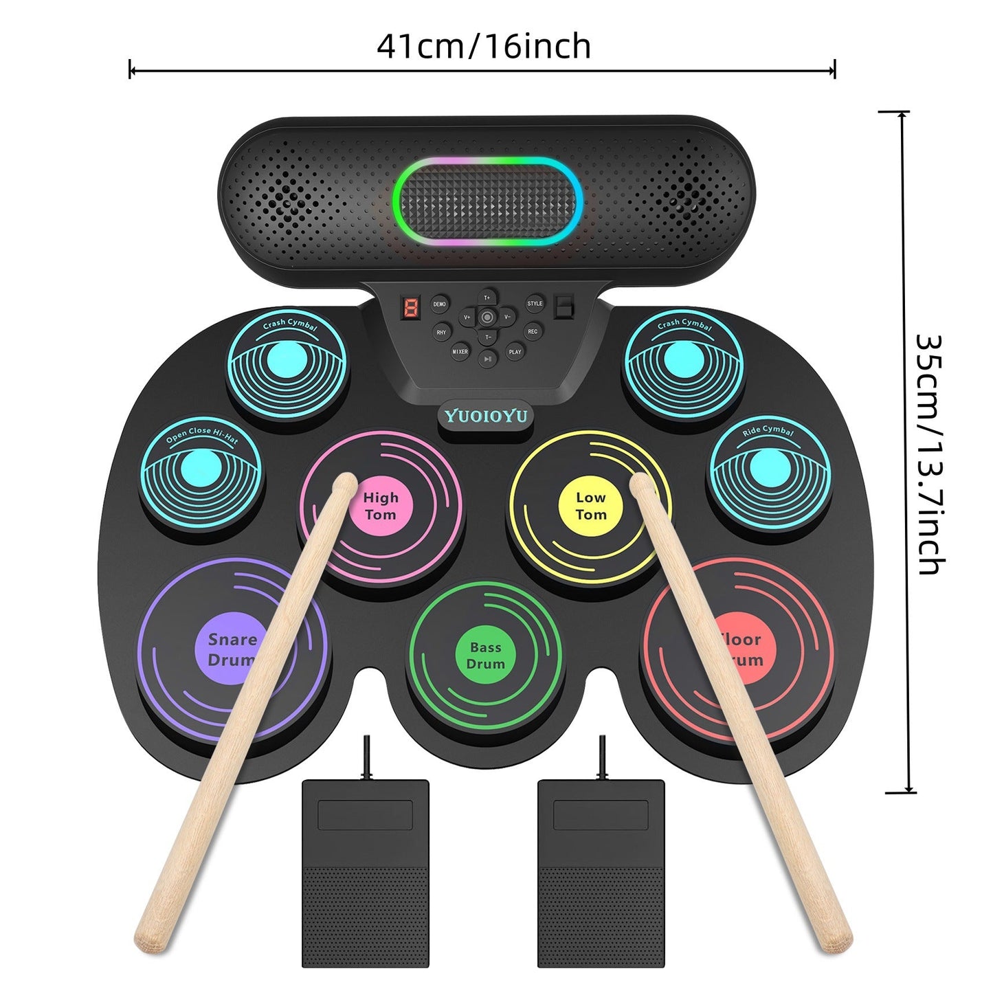 Juego de Batería de Percusión Enrollada a Mano – Versión Colorida en Inglés para Aprendizaje Musical