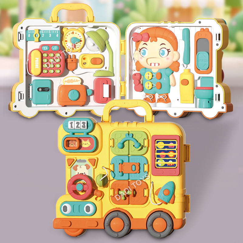 Autobús de Aprendizaje Portátil Multifuncional – Tablero de Actividades Montessori para Niños