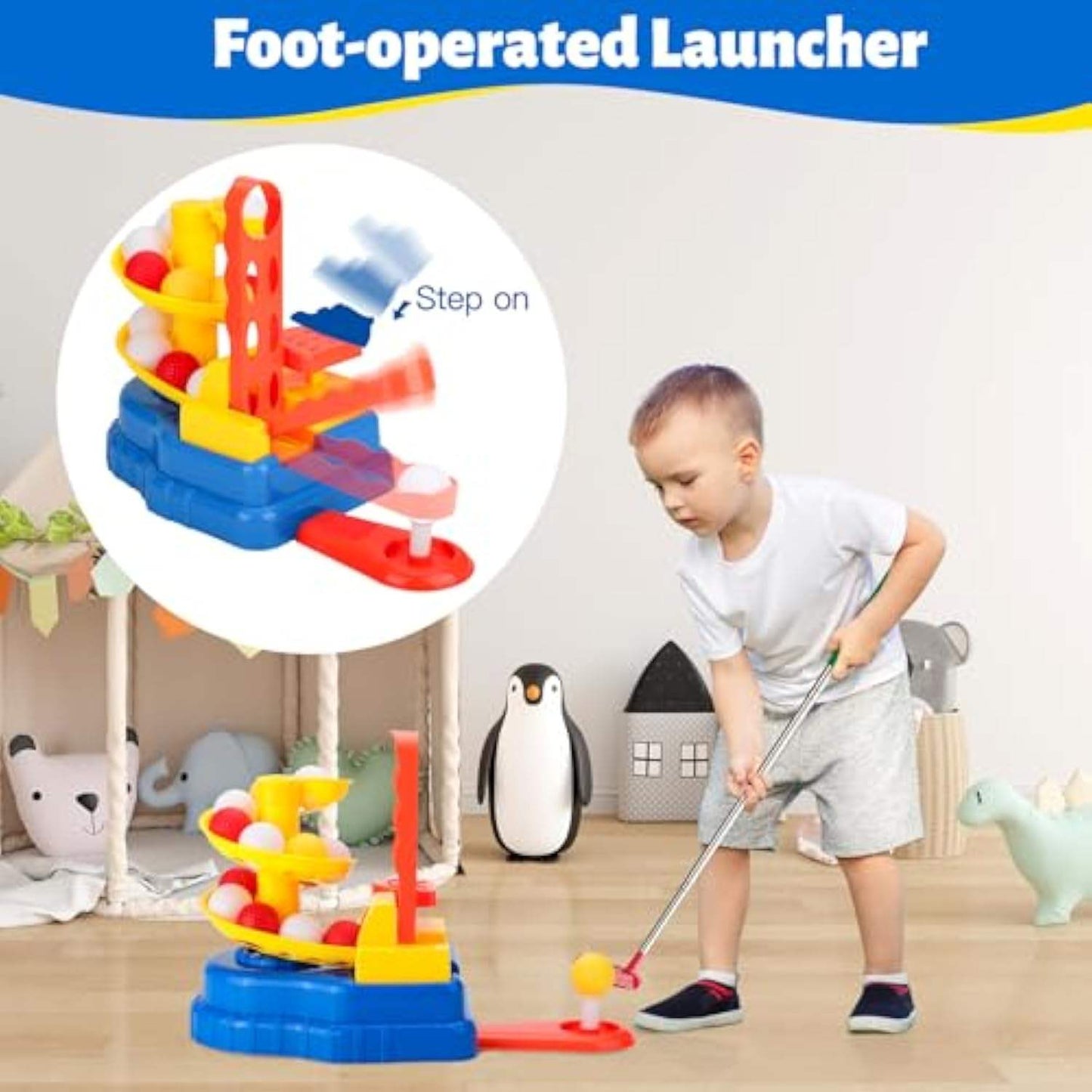 Juego de Entrenamiento de Golf para Niños – Juguete Deportivo Interactivo Multifunción para Interiores y Exteriores