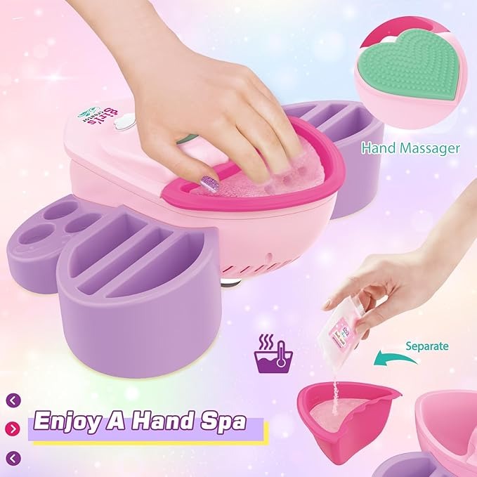 Set de Spa de Manos 5 en 1 para Niñas – Estudio de Manicura DIY con Esmaltes y Días de Spa