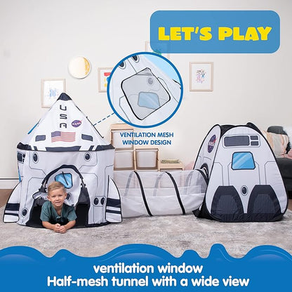 Juego de Tienda de Campaña Nave Espacial | Cuatro Estaciones | Impermeable y Emergente | Casa de Juegos con Túnel para Interior y Exterior