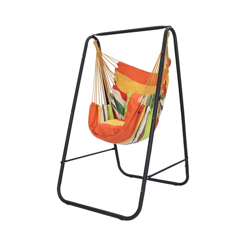 Mecedora de Suspensión de Hierro Moderna – Silla de Jardín con Soporte para Exteriores y Estructura Metálica Duradera