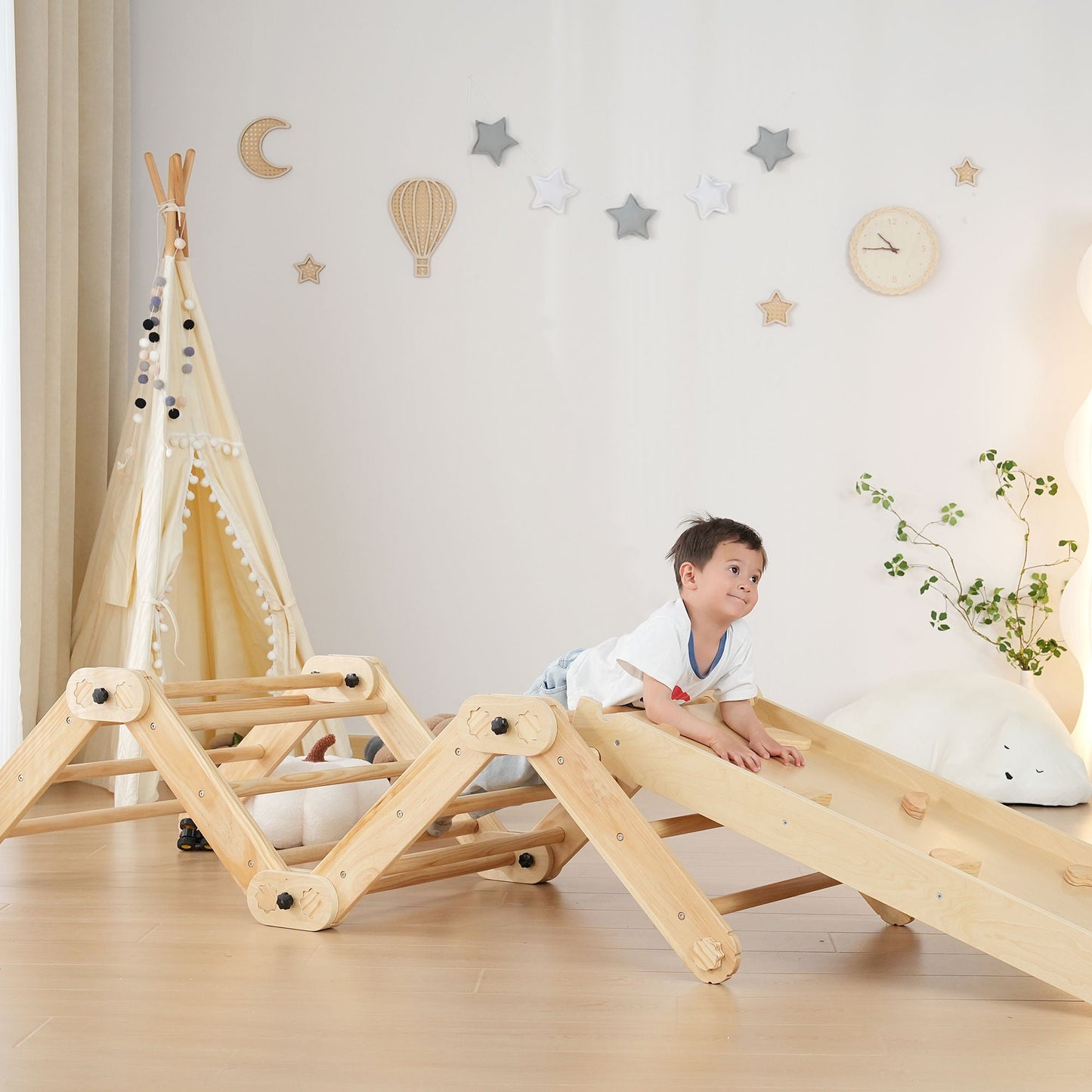 Estructura de Escalada Plegable Pikler Montessori | Gimnasio Infantil Transformable | Para Bebés y Niños