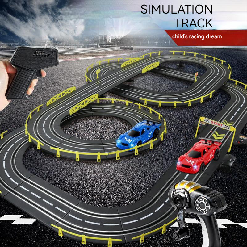 Pista de Carreras Eléctrica de Alta Velocidad 1306 cm – Set Extremo con Acrobacias, 5 Sets y Cargador 220V