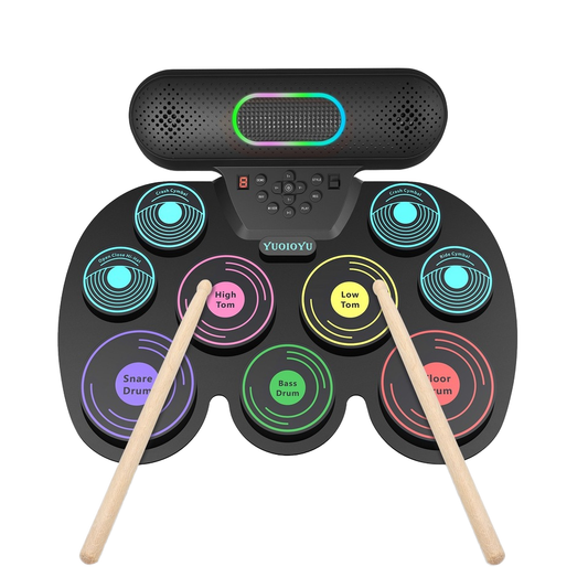 Juego de Batería de Percusión Enrollada a Mano – Versión Colorida en Inglés para Aprendizaje Musical
