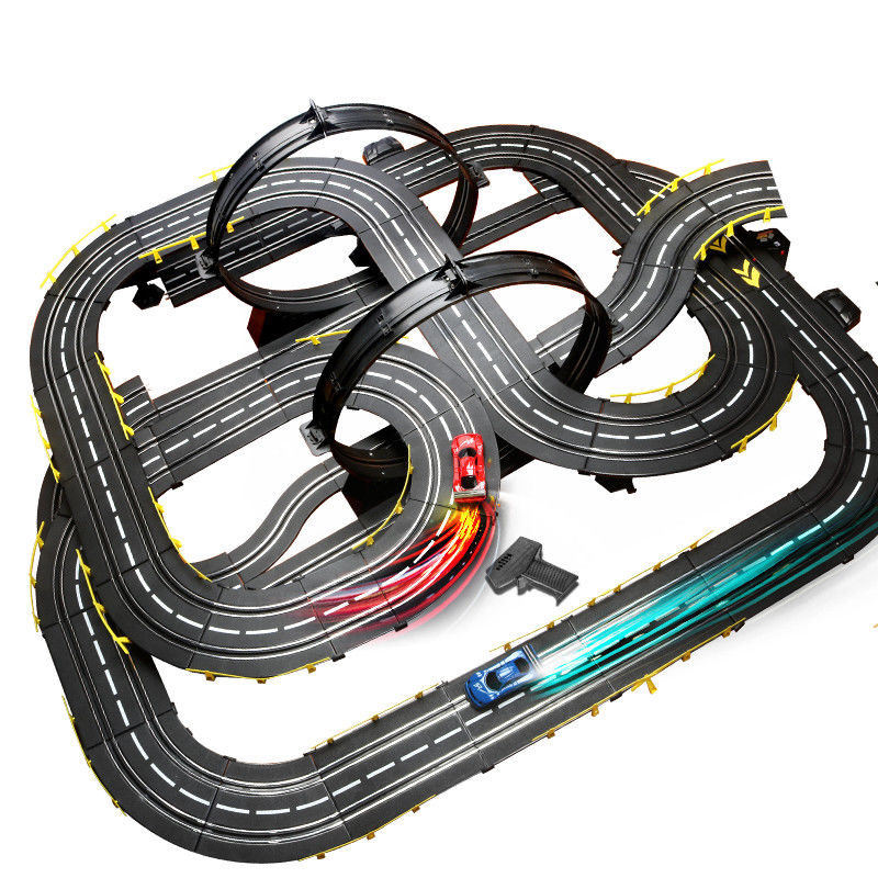 Pista de Carreras Eléctrica de Alta Velocidad 1306 cm – Set Extremo con Acrobacias, 5 Sets y Cargador 220V
