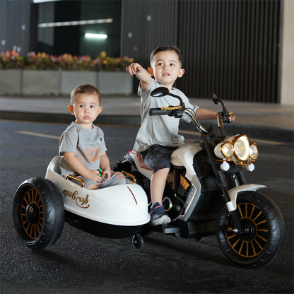 Motocicleta Eléctrica Infantil Doble con Música y Luces | Diversión Compartida y Paseos Seguros