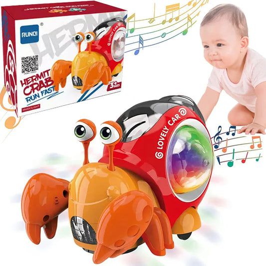 Juguete Infantil Eléctrico Universal Automático de Inducción con Forma de Cangrejo – Música, Luz y Proyección