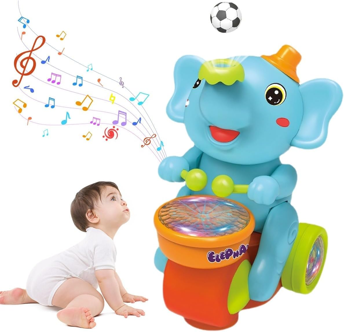 Bola de Soplado Eléctrica para Niños – Tambor de Elefante con Bola Flotante, Sonido y Luz