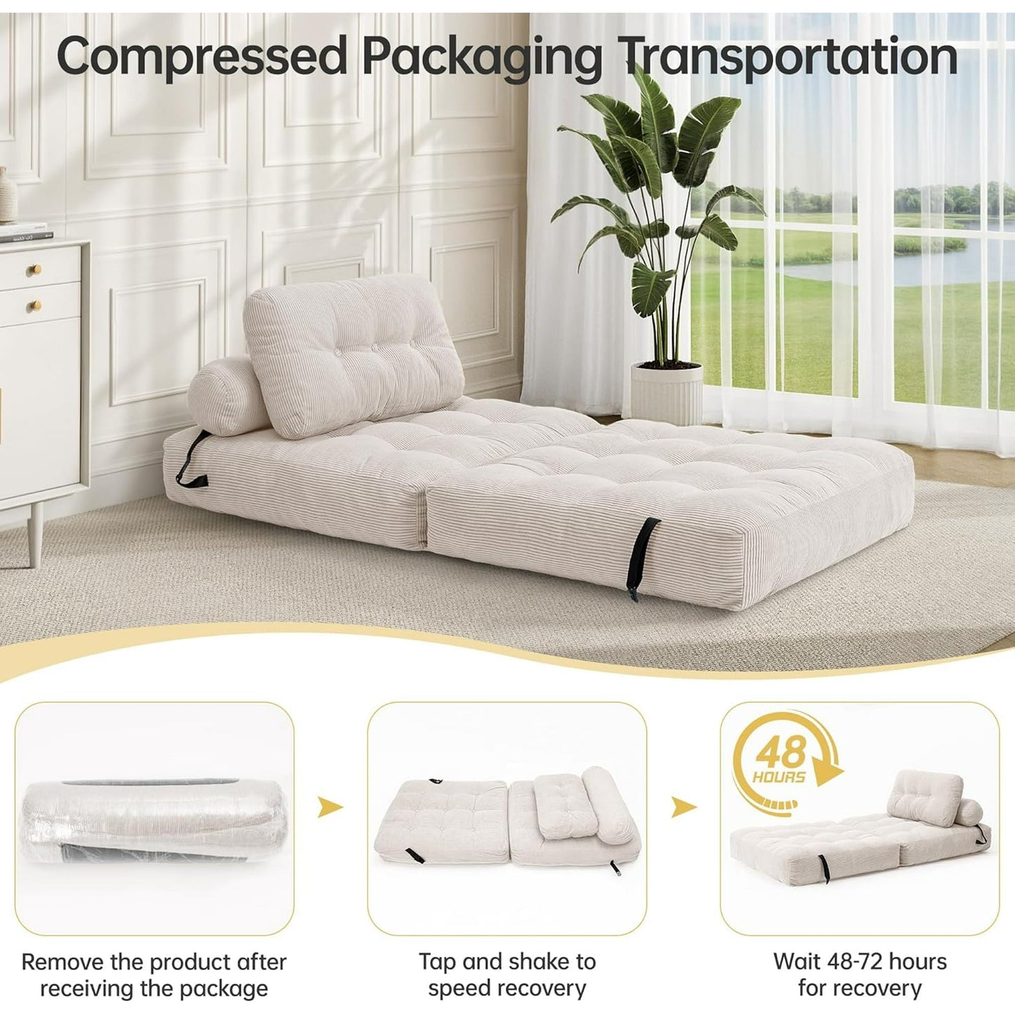 Sillón Sofá Plegable Multifuncional Moderno | Convertible en Cama | Con Almohada y Colchón | Ahorra Espacio