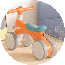 Cochecito de 4 Ruedas – Andador para Bebés con Música, Silbato Bibi y Juguete de Burbujas